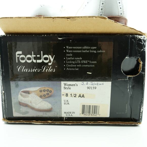 Vintage 80s FootJoy Golf Shoes Womens 8.5AA 90159 Classics White Made in USA - Picture 15 of 16